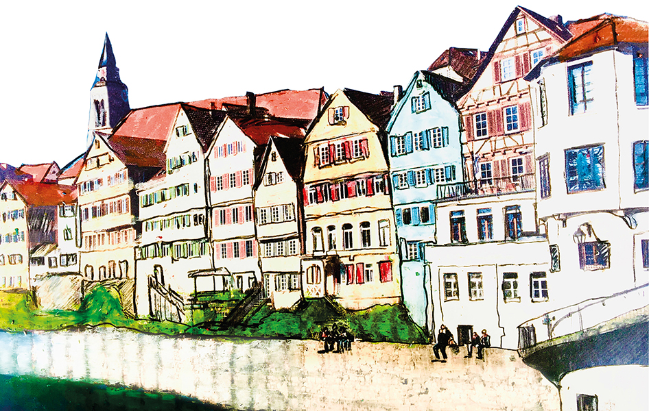 Neckarfront TübingenIllustration